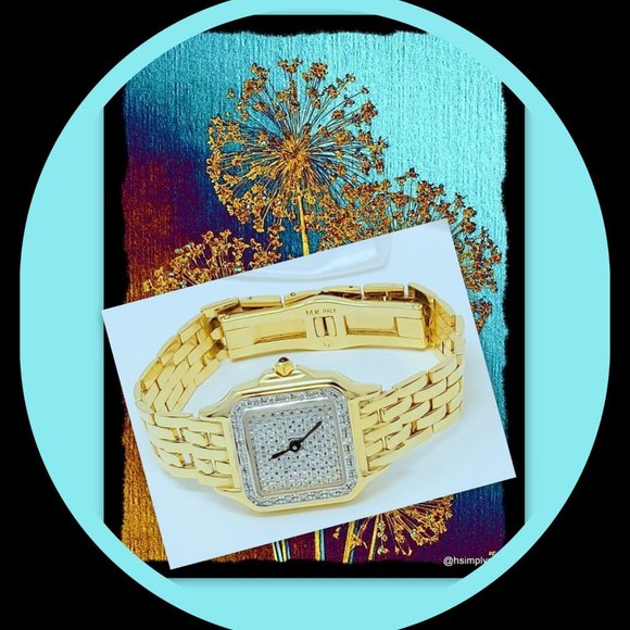 Diamond 14K Gold Geneve Vintage Bracelet Watch | 1.25ctw | Made in Italy | 60.5g - Picture 2 of 6